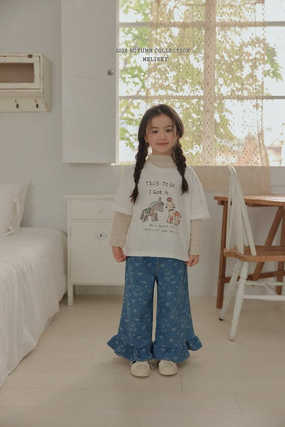 [PRE-ORDER] Bear Frill Denim Pants