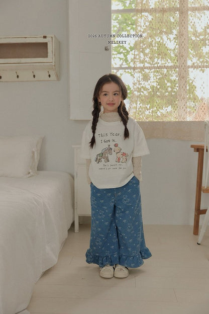 [PRE-ORDER] Bear Frill Denim Pants
