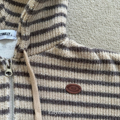[PRE-ORDER] Wool Knit Stripe Hoodie Jacket