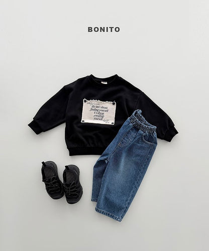 Remember Button Sweatshirts [Black/XS(1-2yr)]