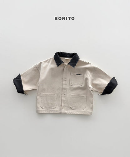 Faux Leather Collar Jacket [S(2-3yr)]