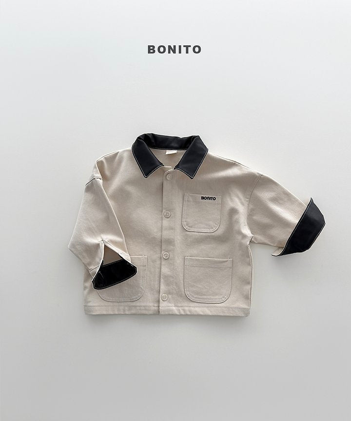 Faux Leather Collar Jacket [S(2-3yr)]