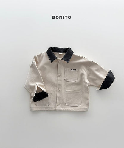 Faux Leather Collar Jacket [S(2-3yr)]