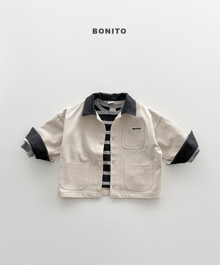 Faux Leather Collar Jacket [S(2-3yr)]
