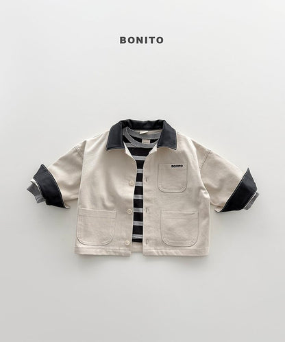 Faux Leather Collar Jacket [S(2-3yr)]