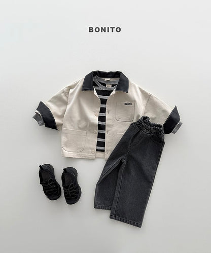 Faux Leather Collar Jacket [S(2-3yr)]