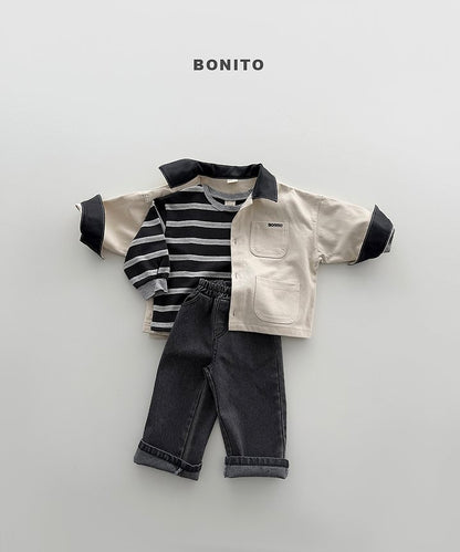 Faux Leather Collar Jacket [S(2-3yr)]