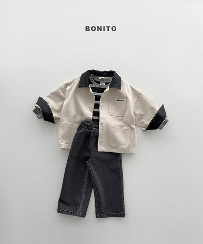 Faux Leather Collar Jacket [S(2-3yr)]