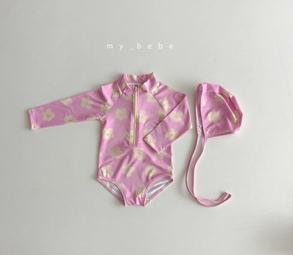 [PRE-ORDER] Zipper Swim Suit + Hat Set