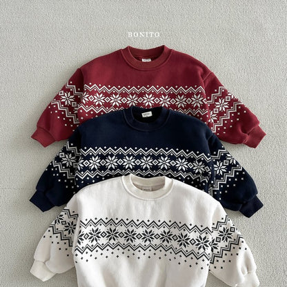 Snow Floral Sweatshirts [Navy/M(3-4yr)]
