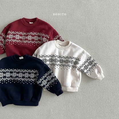 Snow Floral Sweatshirts [Navy/M(3-4yr)]