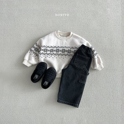 Snow Floral Sweatshirts [Navy/M(3-4yr)]