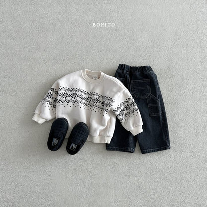 Snow Floral Sweatshirts [Navy/M(3-4yr)]