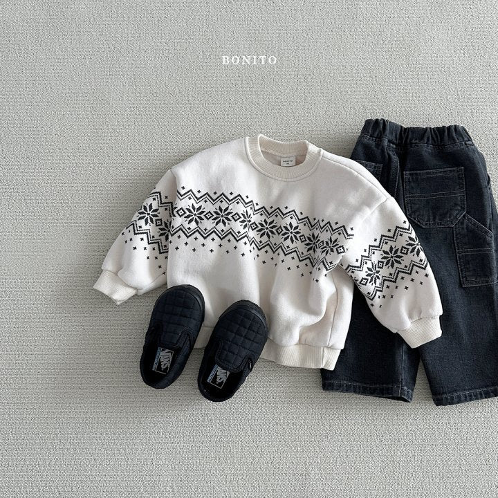 Snow Floral Sweatshirts [Navy/M(3-4yr)]