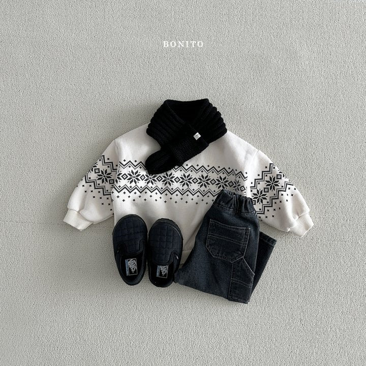 Snow Floral Sweatshirts [Navy/M(3-4yr)]