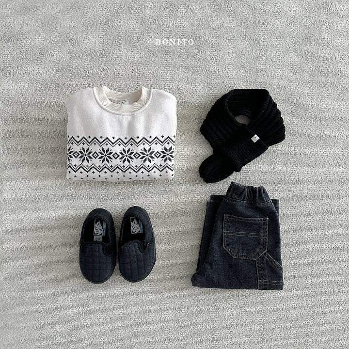 Snow Floral Sweatshirts [Navy/M(3-4yr)]