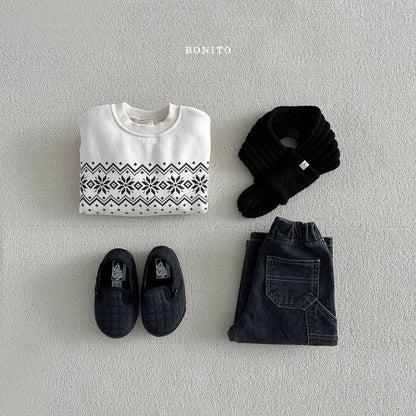 Snow Floral Sweatshirts [Navy/M(3-4yr)]