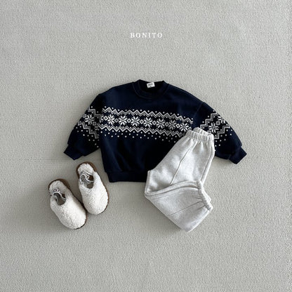 Snow Floral Sweatshirts [Navy/M(3-4yr)]