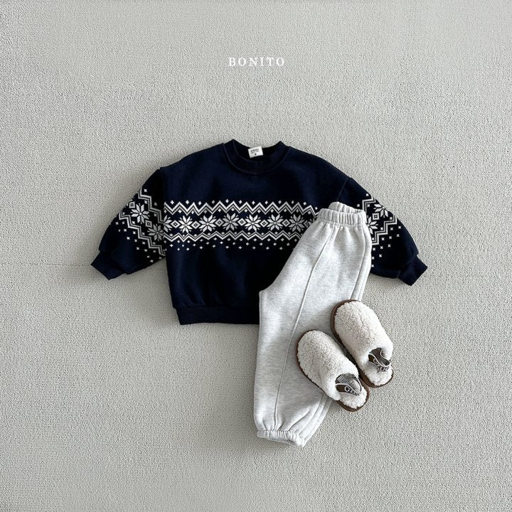 Snow Floral Sweatshirts [Navy/M(3-4yr)]