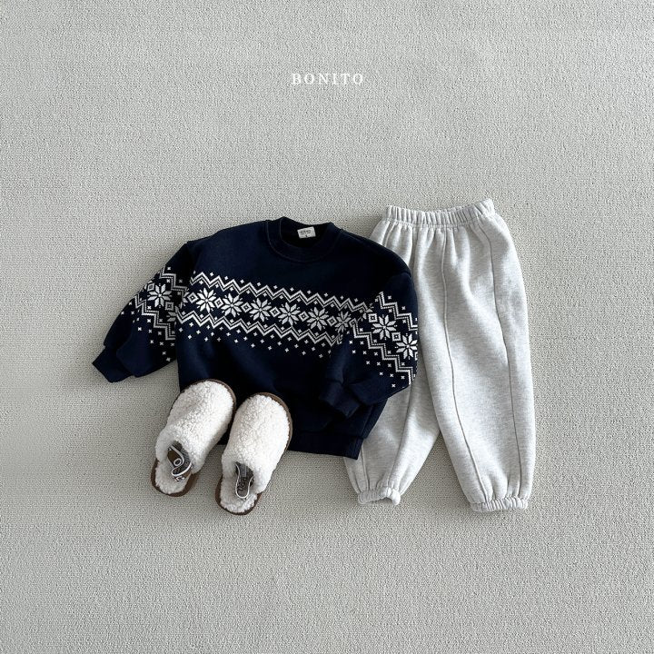 Snow Floral Sweatshirts [Navy/M(3-4yr)]
