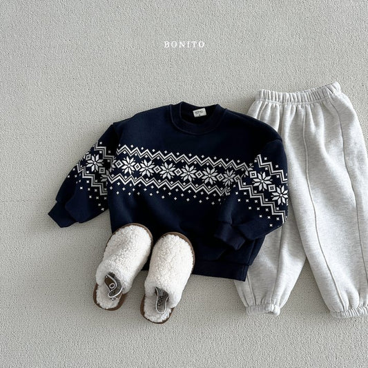 Snow Floral Sweatshirts [Navy/M(3-4yr)]