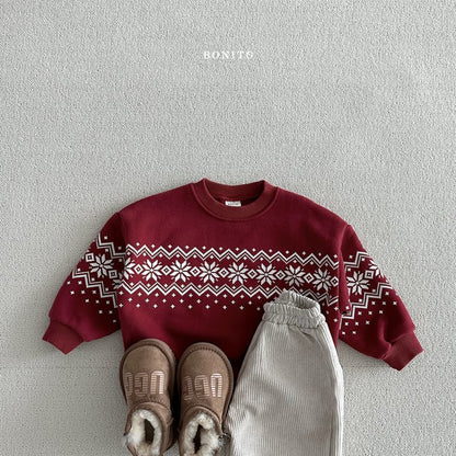 Snow Floral Sweatshirts [Navy/M(3-4yr)]