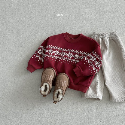 Snow Floral Sweatshirts [Navy/M(3-4yr)]