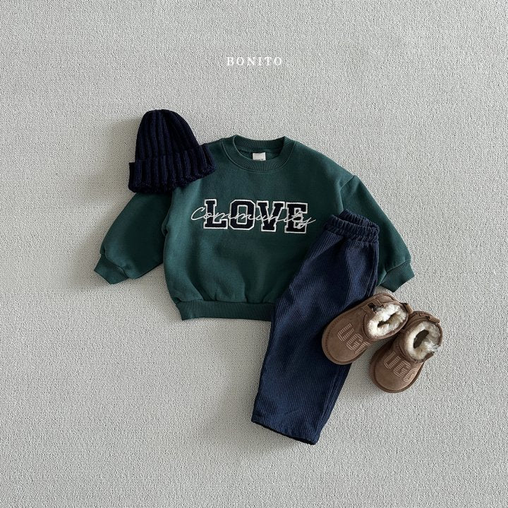 Love Corduroy Sweatshirts [Green/M(3-4yr)]