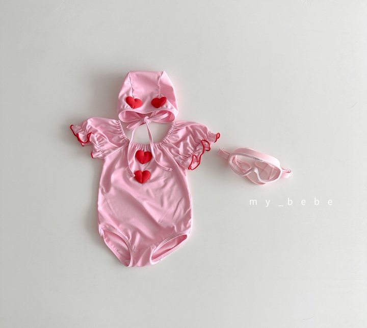[PRE-ORDER] Heart Swim Suit + Hat Set