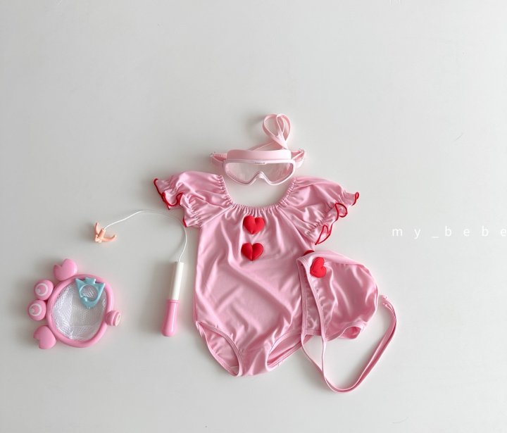 [PRE-ORDER] Heart Swim Suit + Hat Set