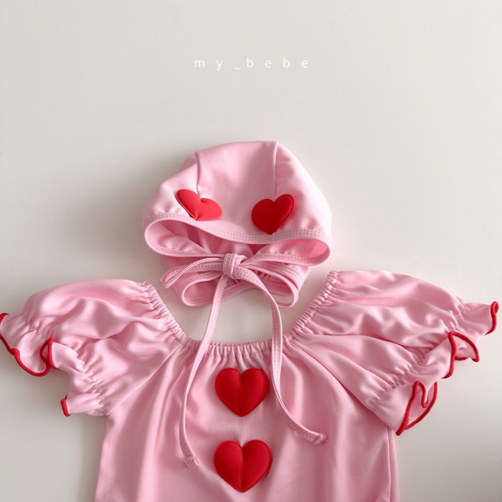 [PRE-ORDER] Heart Swim Suit + Hat Set