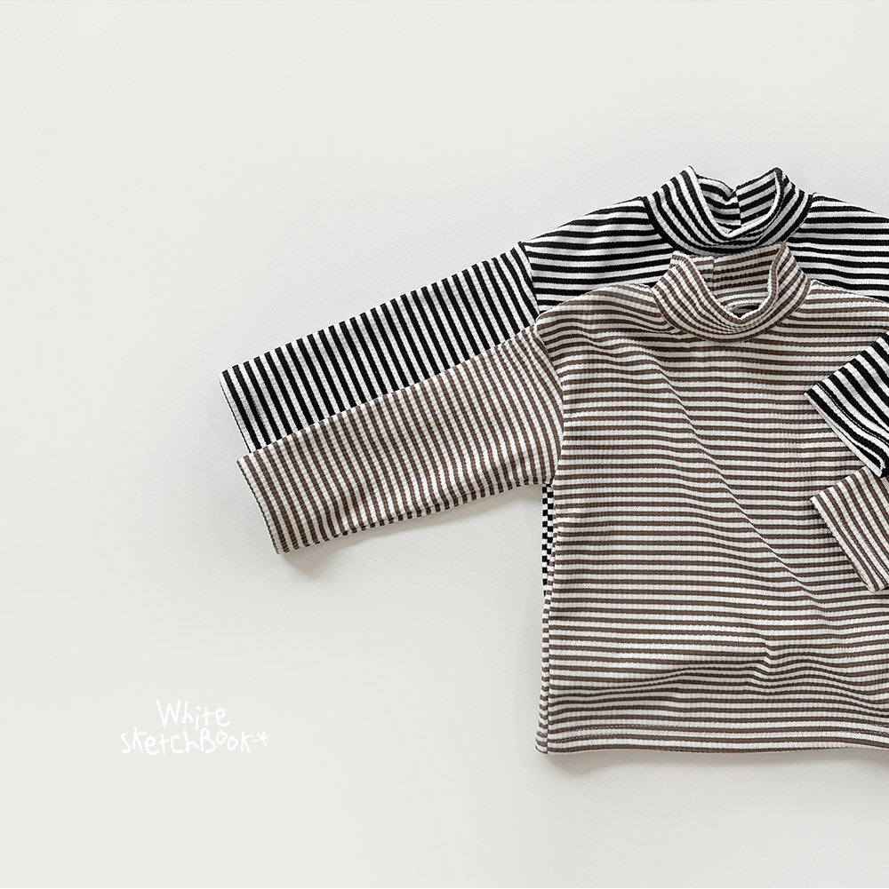 [PRE-ORDER] Ribbed Stripe Half Neck T-Shirts