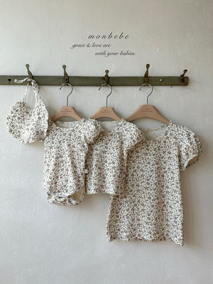 [PRE-ORDER] Puff Flower Body Suit + Bib Set