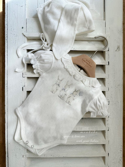 [PRE-ORDER] Rabbit Eyelet Suit + Bonnet Set