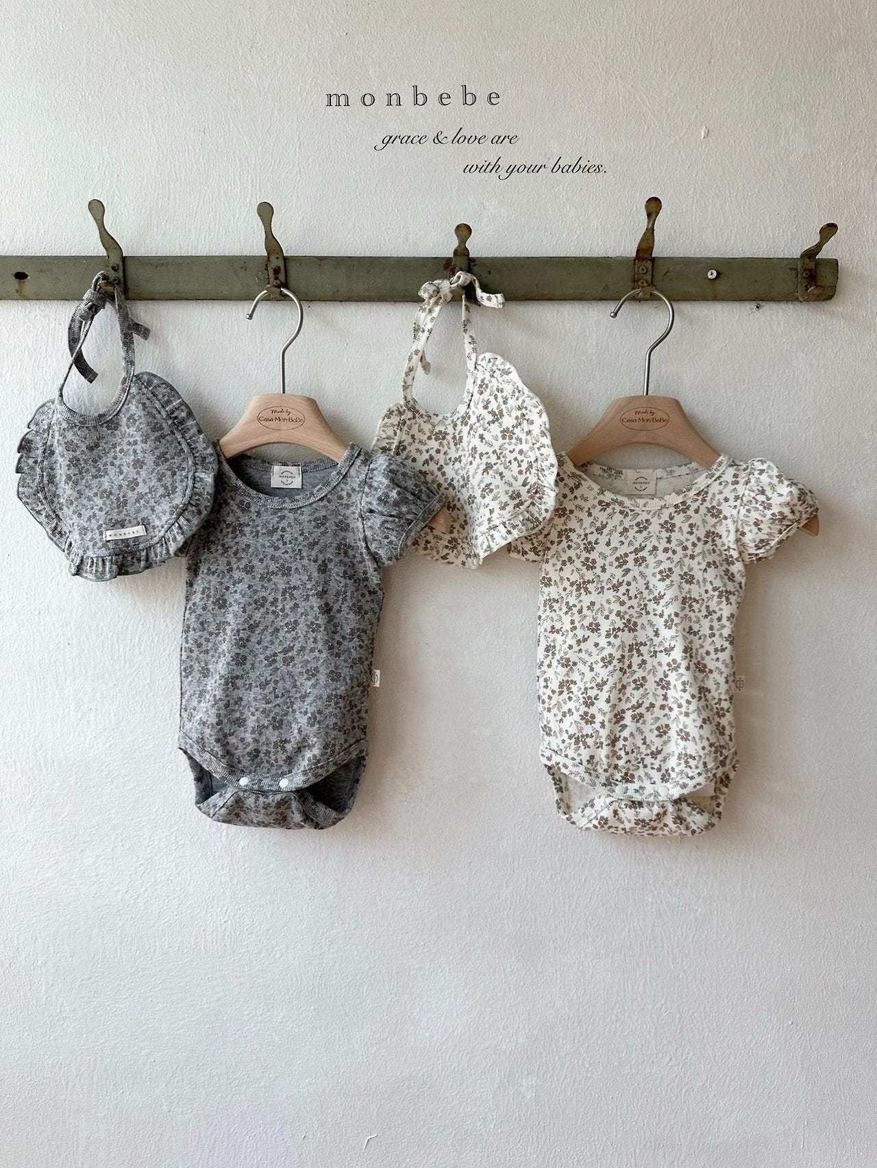 [PRE-ORDER] Puff Flower Body Suit + Bib Set