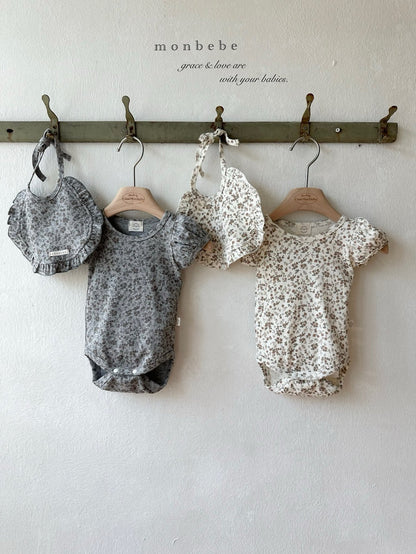[PRE-ORDER] Puff Flower Body Suit + Bib Set