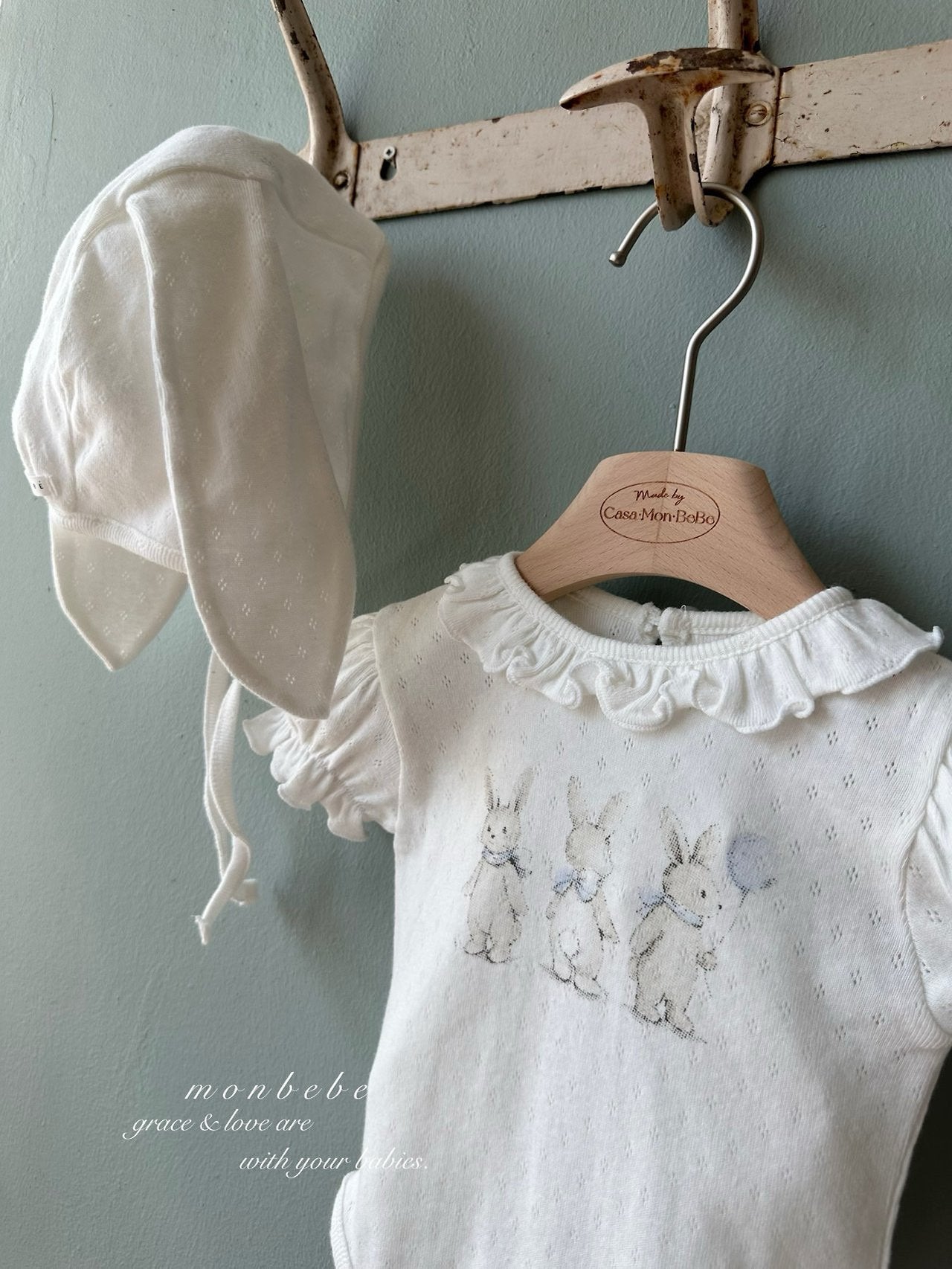 [PRE-ORDER] Rabbit Eyelet Suit + Bonnet Set