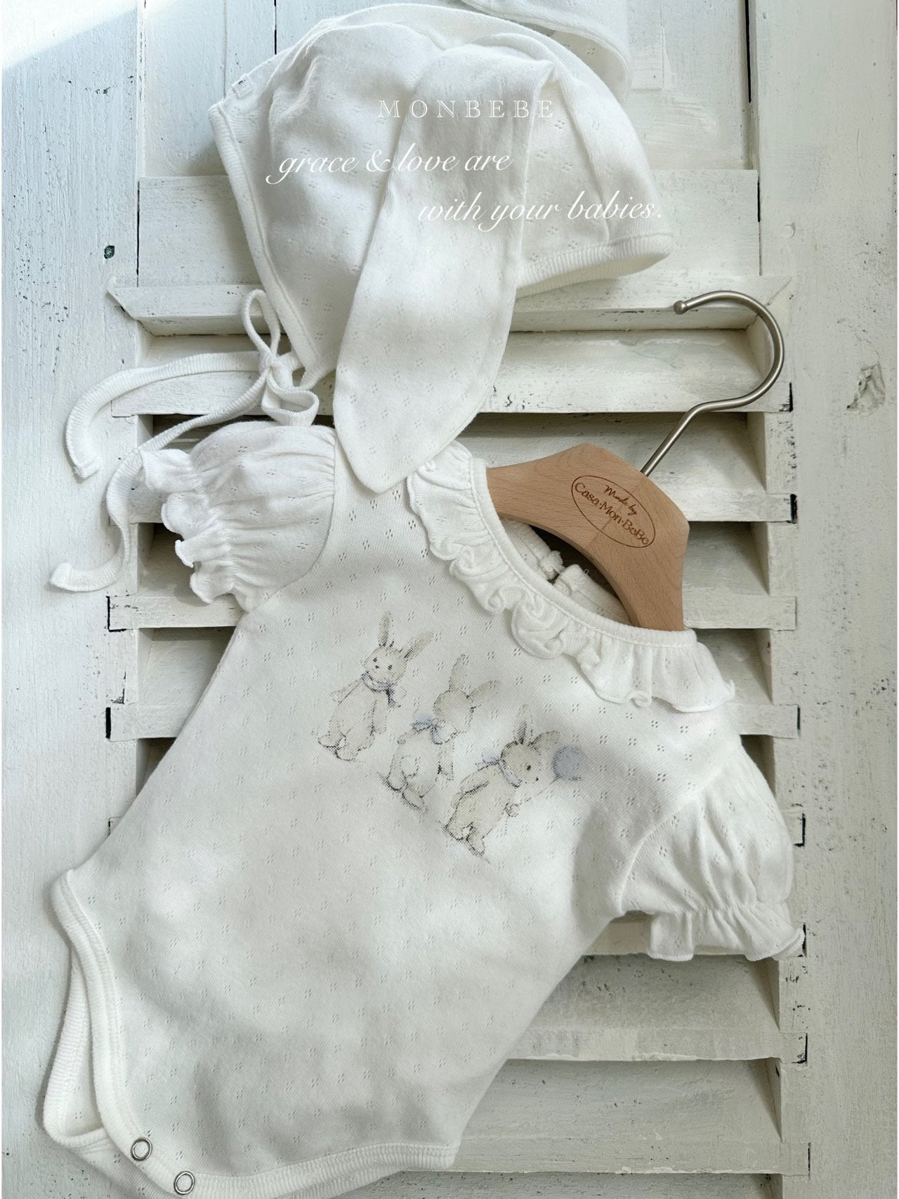 [PRE-ORDER] Rabbit Eyelet Suit + Bonnet Set
