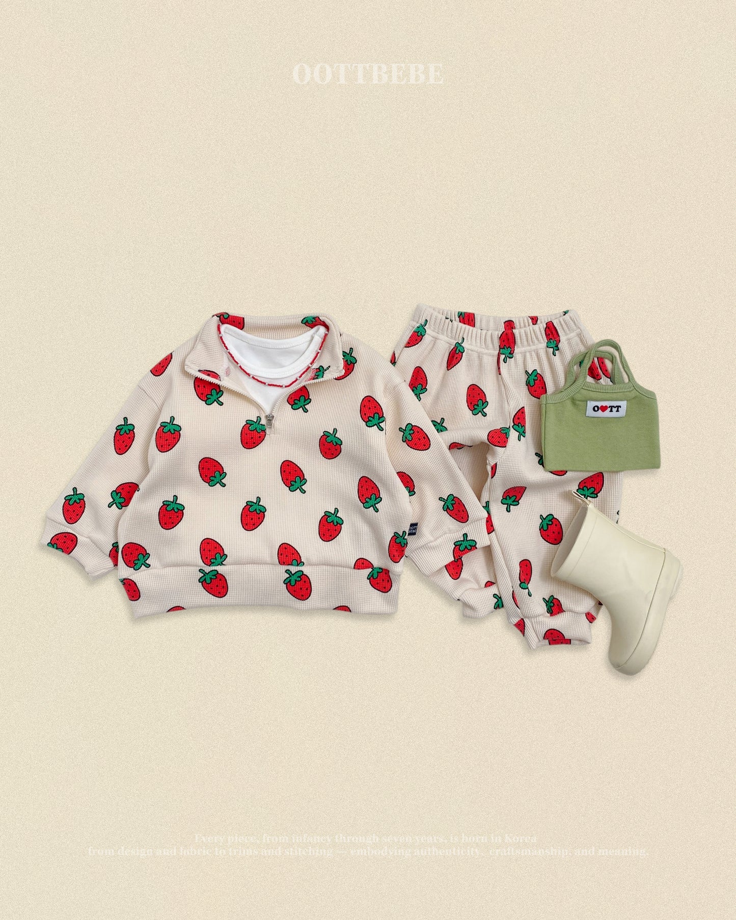 [PRE-ORDER] Little Farm Waffle Anorak Bottom Set