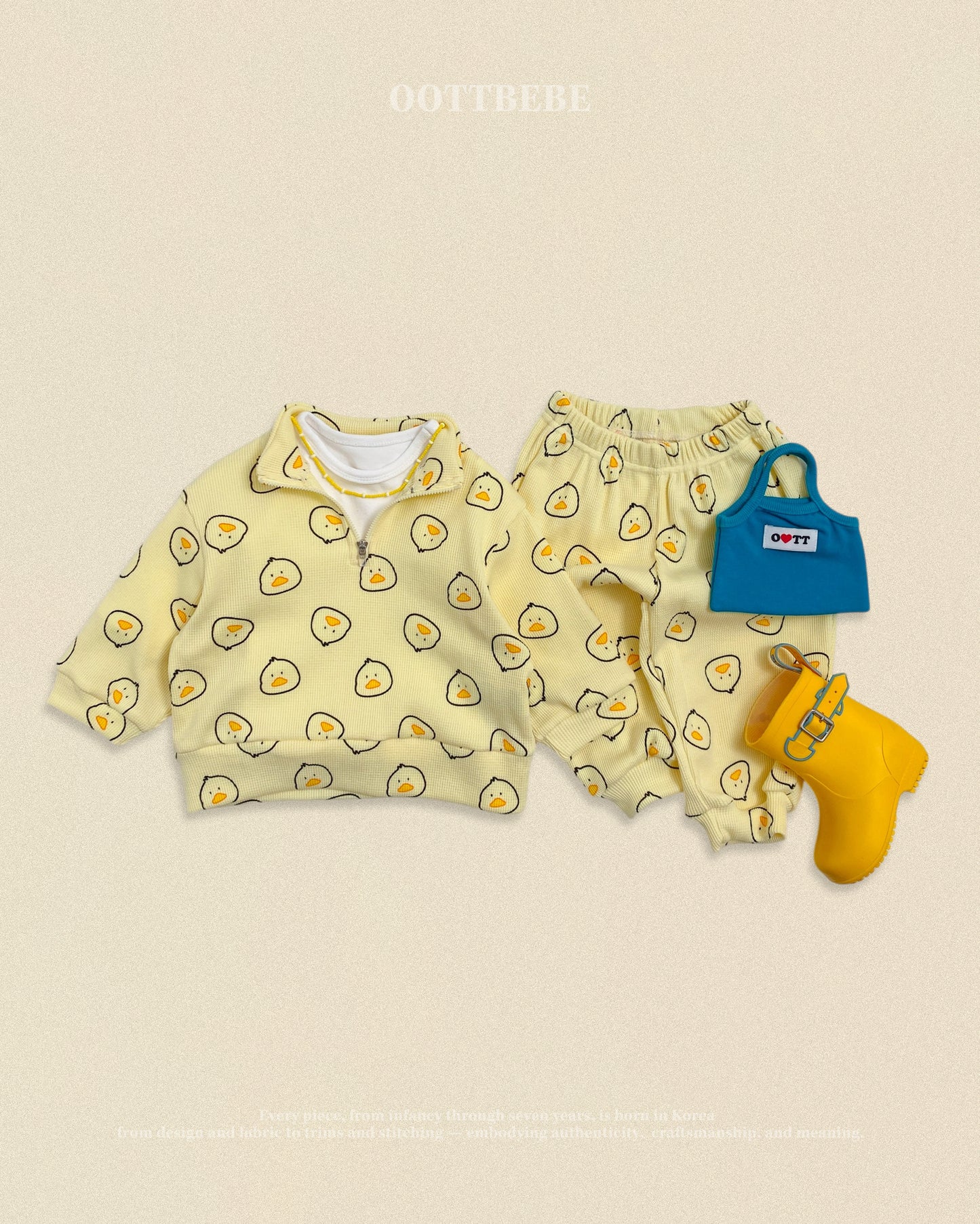 [PRE-ORDER] Little Farm Waffle Anorak Bottom Set