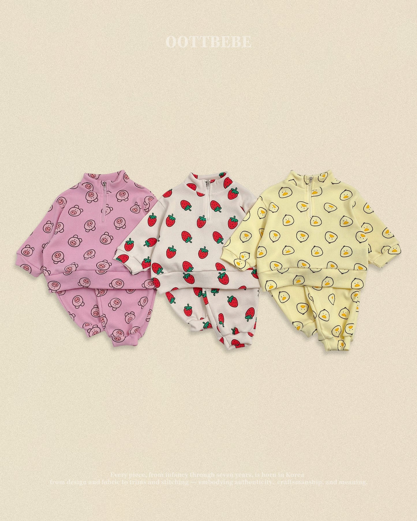 [PRE-ORDER] Little Farm Waffle Anorak Bottom Set