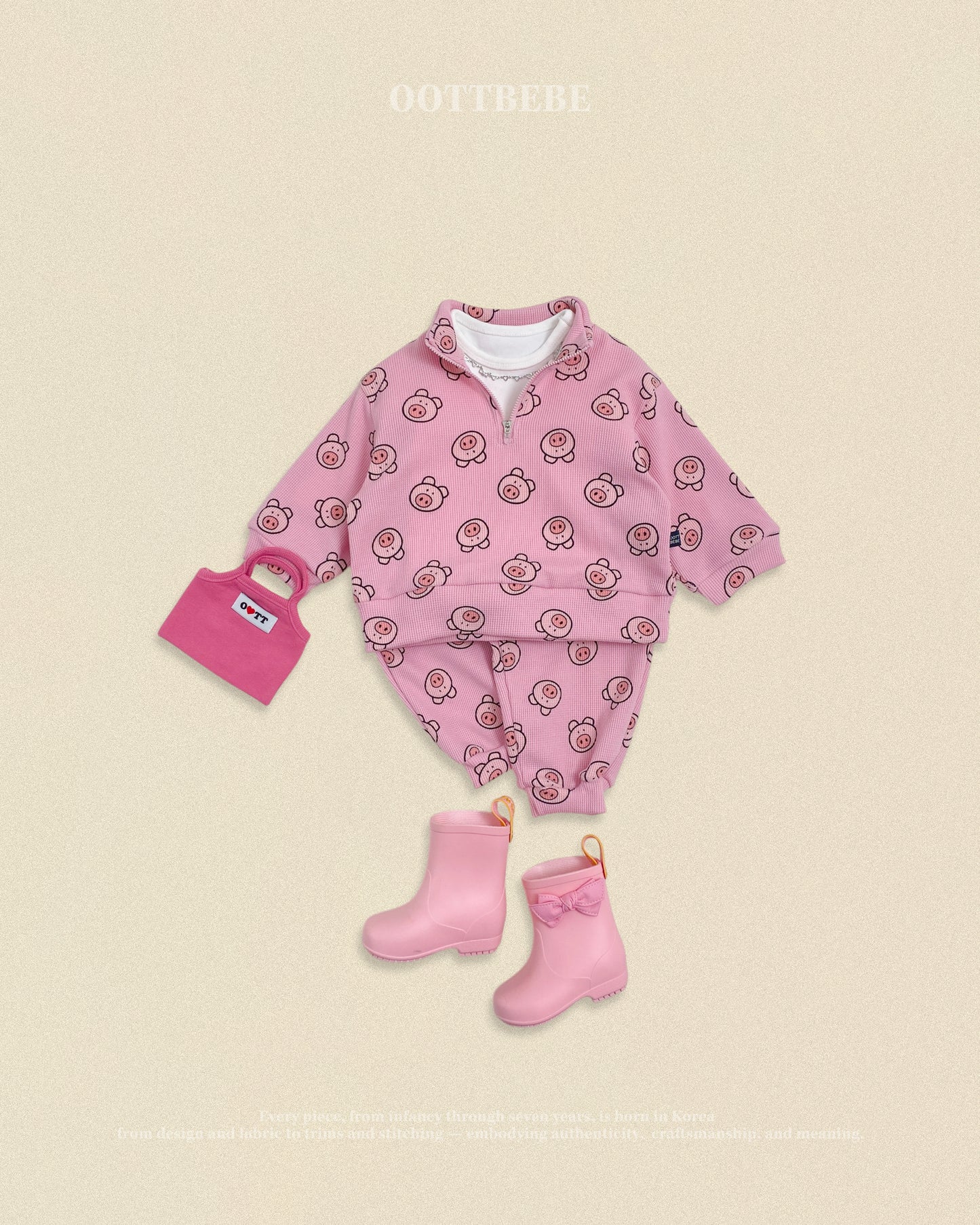 [PRE-ORDER] Little Farm Waffle Anorak Bottom Set