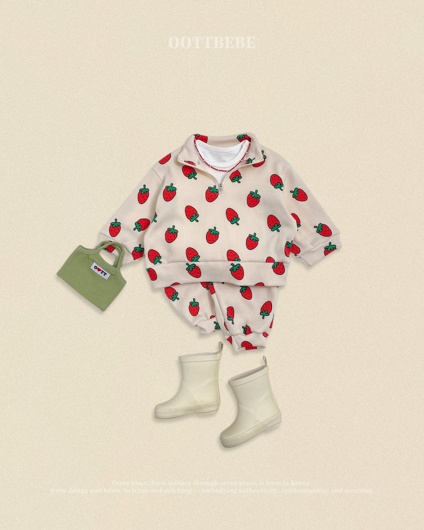 [PRE-ORDER] Little Farm Waffle Anorak Bottom Set