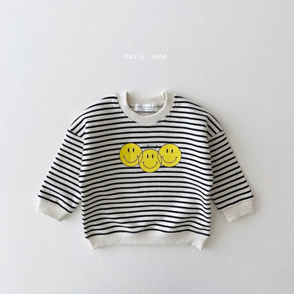 Three Smile Sweatshirt [Stripe/XL(5-6yr)]