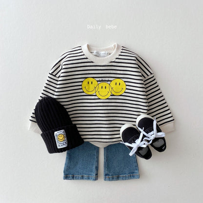 Three Smile Sweatshirt [Stripe/XL(5-6yr)]