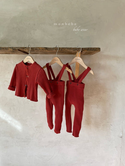 Ribbed Cardigan [Red/S(1-2yr)]