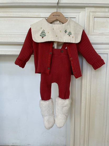 Ribbed Cardigan [Red/S(1-2yr)]
