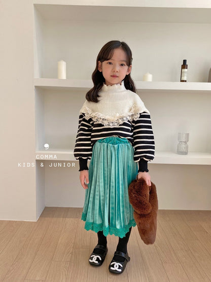 V Mix Sweatshirt [Cream+Black Stripe/S(2-3yr)]