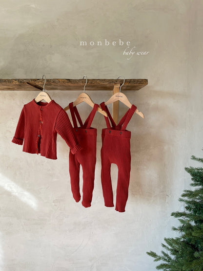 Ribbed Cardigan [Red/S(1-2yr)]