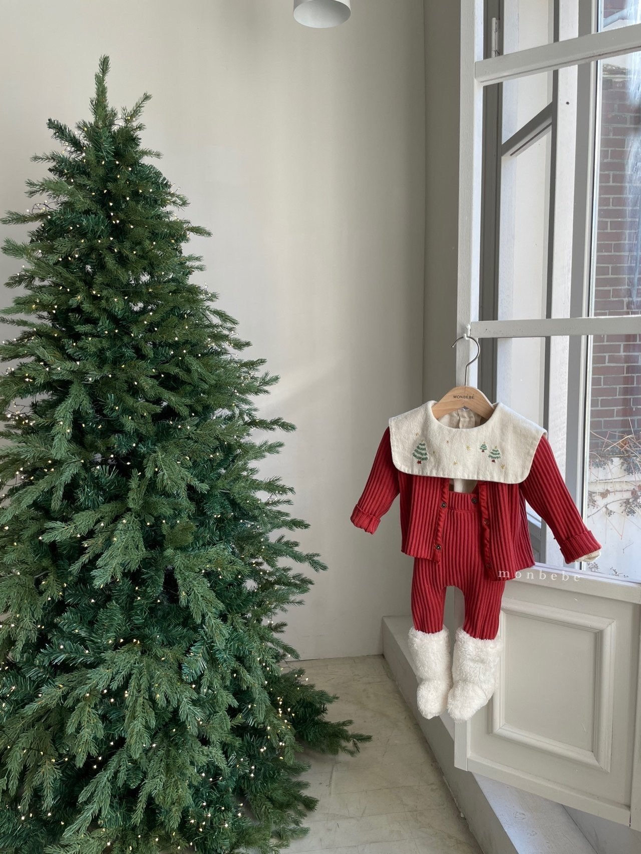 Ribbed Cardigan [Red/S(1-2yr)]